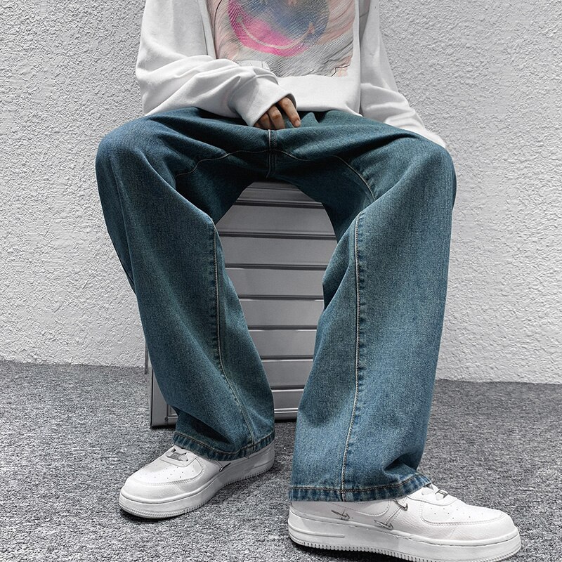 LAPPSTER-pantalones vaqueros holgados Y2k para hombre, ropa de calle de pierna ancha con gráfico de tiro bajo, coreana, 2022