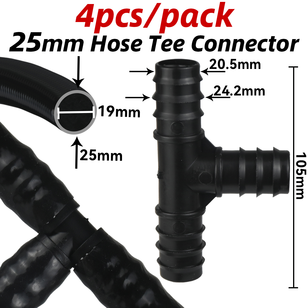 Barb Adapter Tee Elbow 16mm 20mm 25mm PE Hose To 1/2" 3/4" Male Female Thread Connector Garden Drip Irrigation Watering System: Chocolate