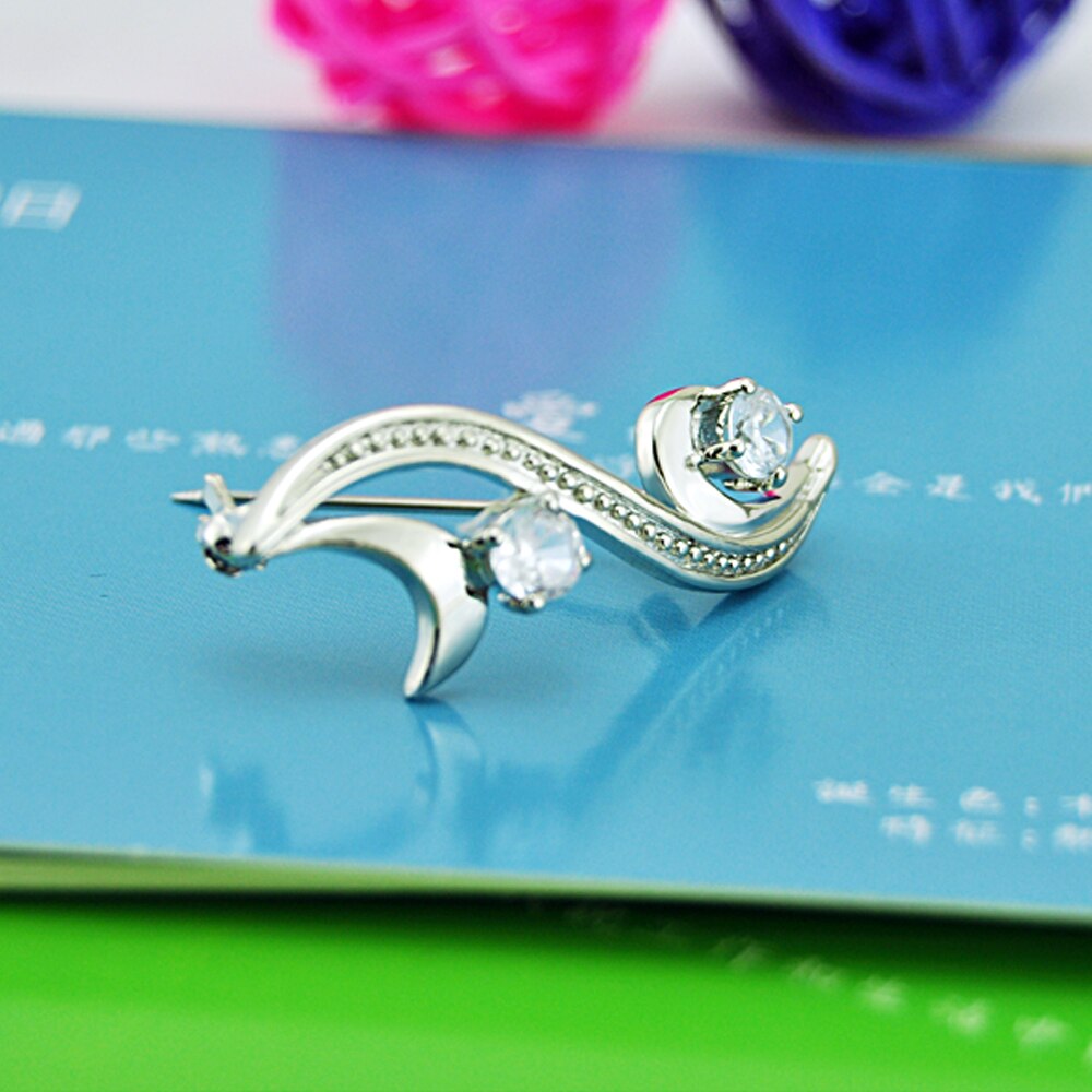 Sterling Silver Brooch - Women's Flower Design - 925 Silver Jewelry