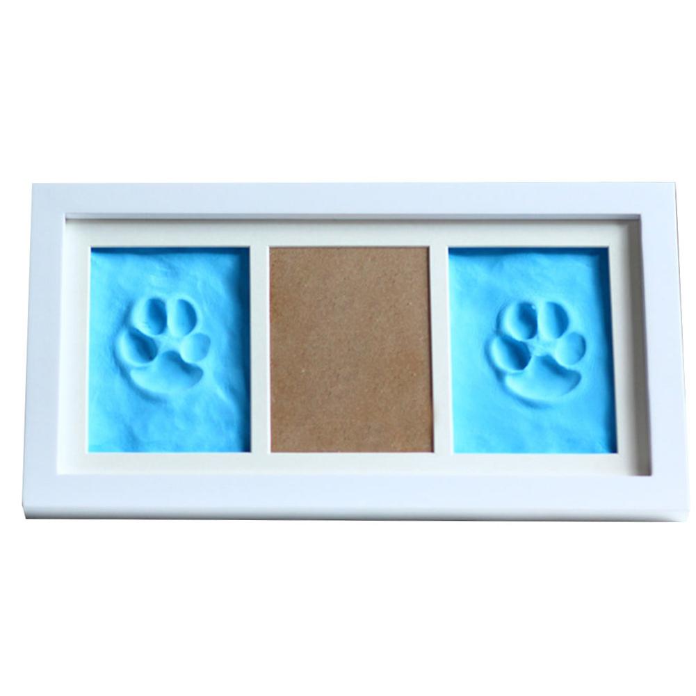 Pet Keepsake Kit Pet Keepsake Picture Frame And Pawprint Kit Paw Print Keepsake Frame Kit With Wooden Photo Frame And Clay: Blue