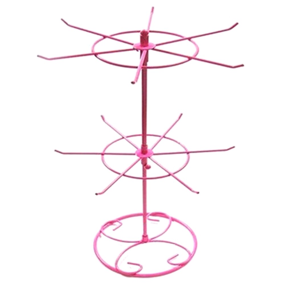 2 Tiers Rotating Detachable Metal Necklace Bracelet Jewelry Display Rack Stand Jewelry Display Keyring Display Rotating Iron 3-T: Pink