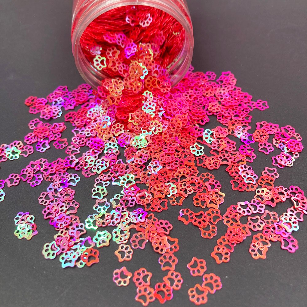 1 Doos Cartoon Kat Poot Vorm Losse Pailletten Voor Ambachten Pailetten Glitter Nail Art Decoratie Sequin Diy Confetti Accessoires: red