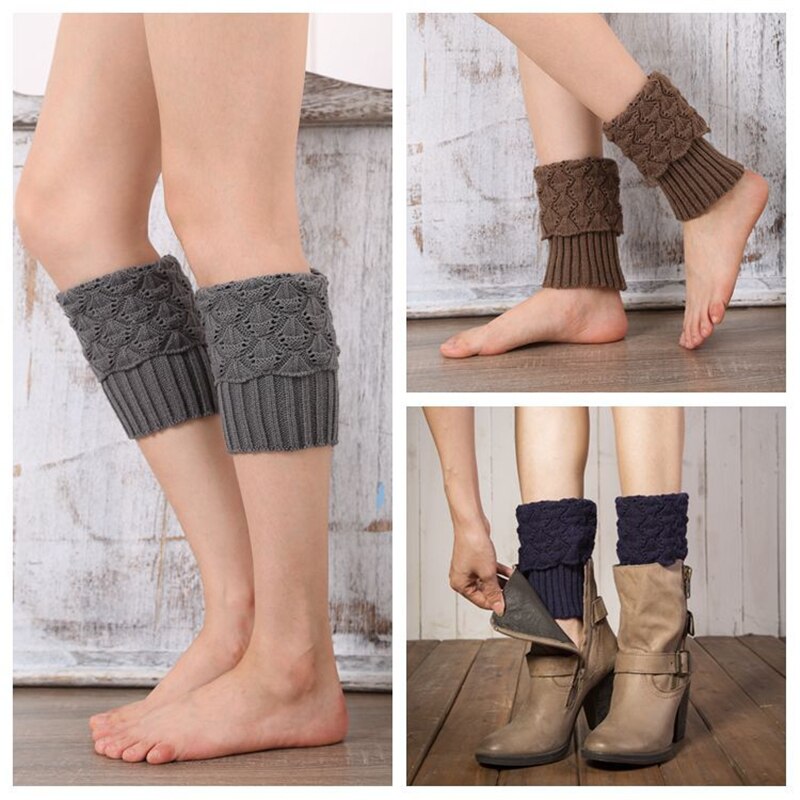 1 pair Women Autumn Winter Casual Leg Warmers Knitted Boot Cover Short Solid Color Socks Foot Warming Cover