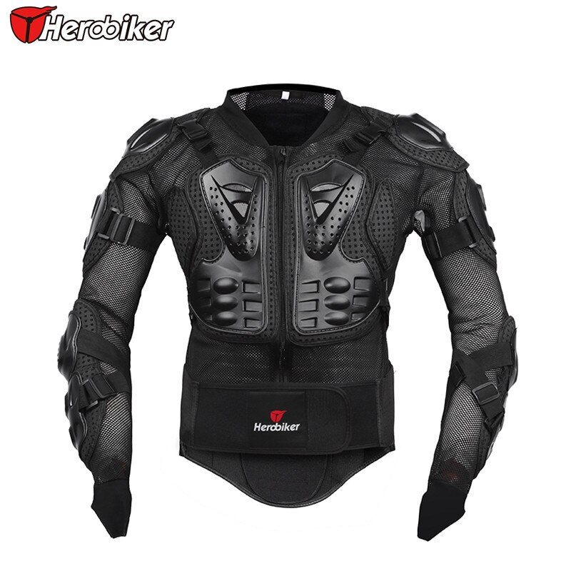 HEROBIKER Motorcycle Armor Motocross Off-Road Protector Motos Motobike Full Body Armors Jacket Protective S To XXXL: Black / L
