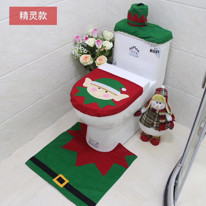 Luanqi toilette décoration père noël salle de bain tapis noël toilette siège & couverture noël toilette couvercle nouvel an noël décoration: 39-01