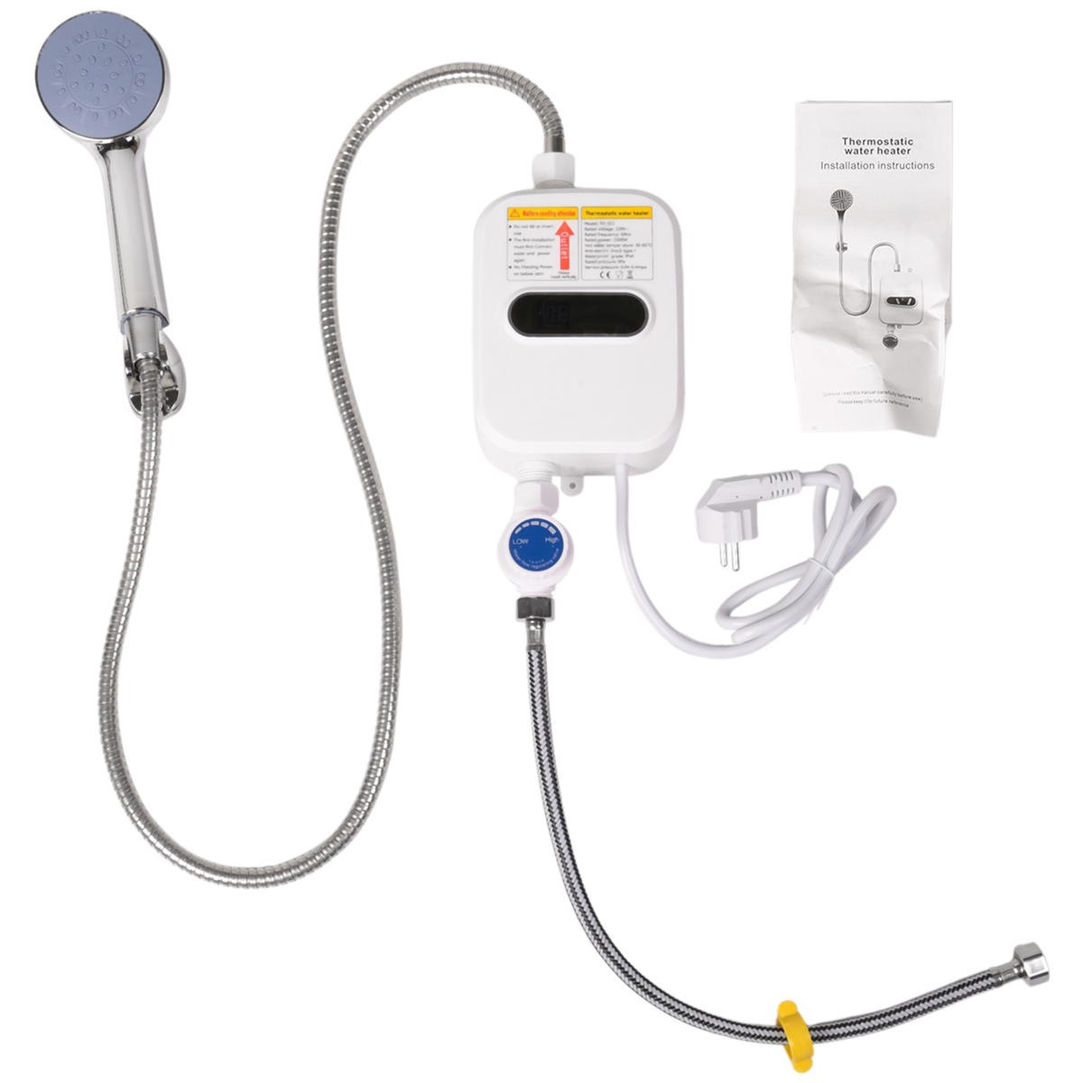 ! Doorstroomverwarmer Douche 220V Badkamerkraan Warmwaterboiler 3500W Digitaal display EU-stekker