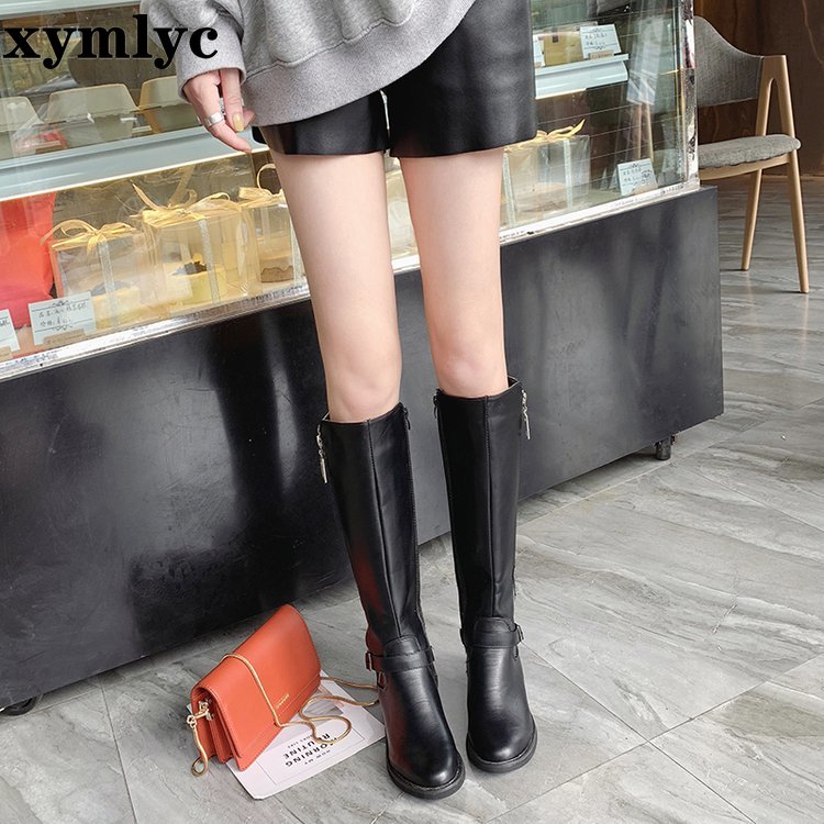 Women Over The Knee Boots Winter Thigh High Boots Suede Ladies Black Long Booties Elastic Block Heels Size 35-43