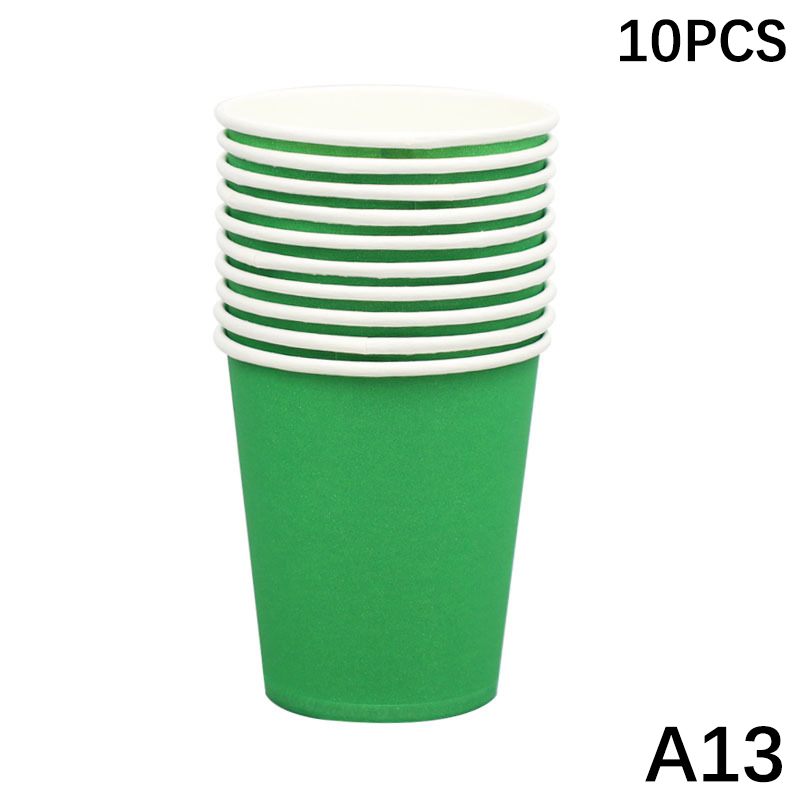 10 stk. 9oz/250ml ensfarvede tykke papkrus engangskop bryllup fødselsdagsfest engangsservice engangs papkrussæt: Multi