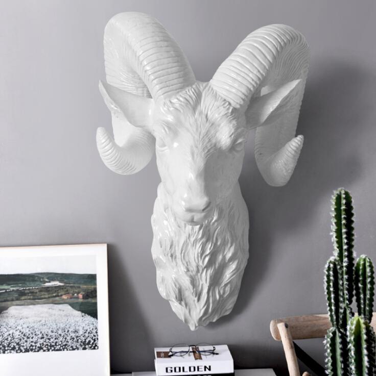 Amerikaanse dierenkop, gouden hertenkop, witte antilope 3d wanddecoratie, muurschildering, achtergronddecoratie, harskunst