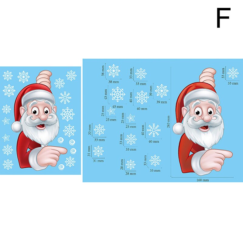 12 Feuilles Autocollants Fenêtre Noël - Flocons Neige Père Noël Stickers Statiques