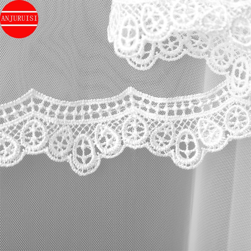 Een Layer Blusher Bruiloft Sluier Eenvoudige Lace Edge Wit/Ivoor Tulle Bruid Velo Goedkope Bruiloft Accessoires Boda Velo De novia