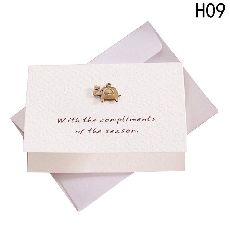 2pcs/set envelope small greeting card birthday card metal three-dimensional thank you card Stationery Set: 09