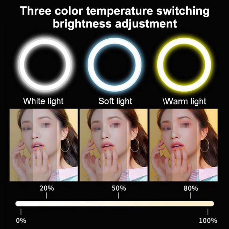 Anillo De Luz LED regulable Para selfis, anillo De Luz Para maquillaje, vídeo en vivo, Aro De Luz Para Hacer Tik Tok, cámara De teléfono, lámpara con trípode