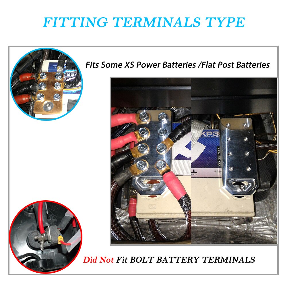 6 Spot Aluminum Multi-Connection Marine Flat Battery Terminals Kit Fit XS Power M6 Standard Batteries Positive Negative