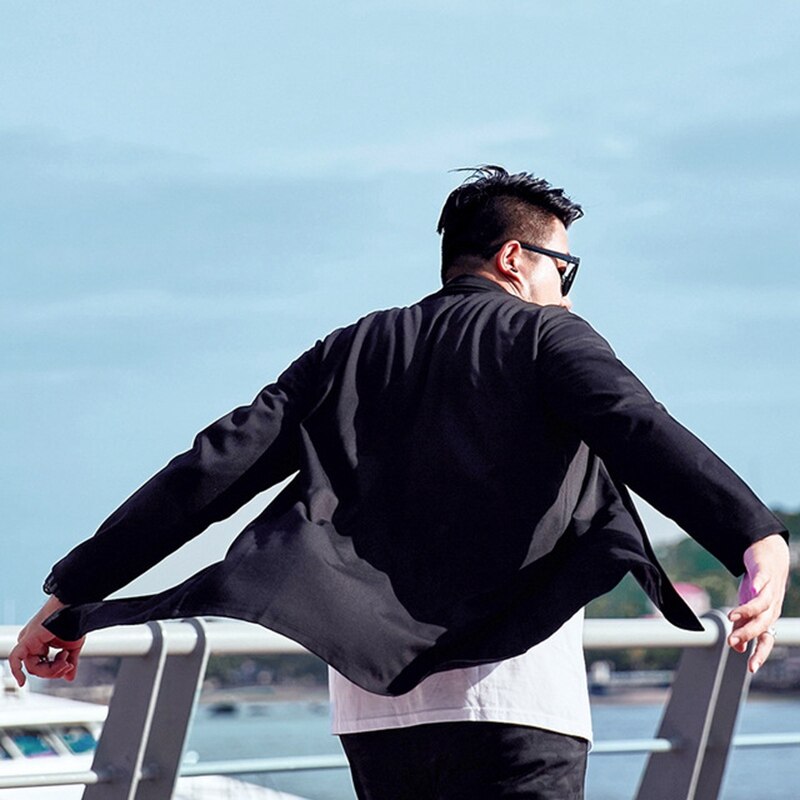 Large size long cardigan men's large size windbreaker jacket man plus size cardigan jacket open stitch