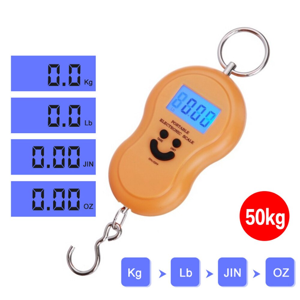 Oauee 50kg mini digital vægt til fiskebagage rejsevægtning køkken stålgård hængende elektronisk krogvægt kg/lbs/jin/oz