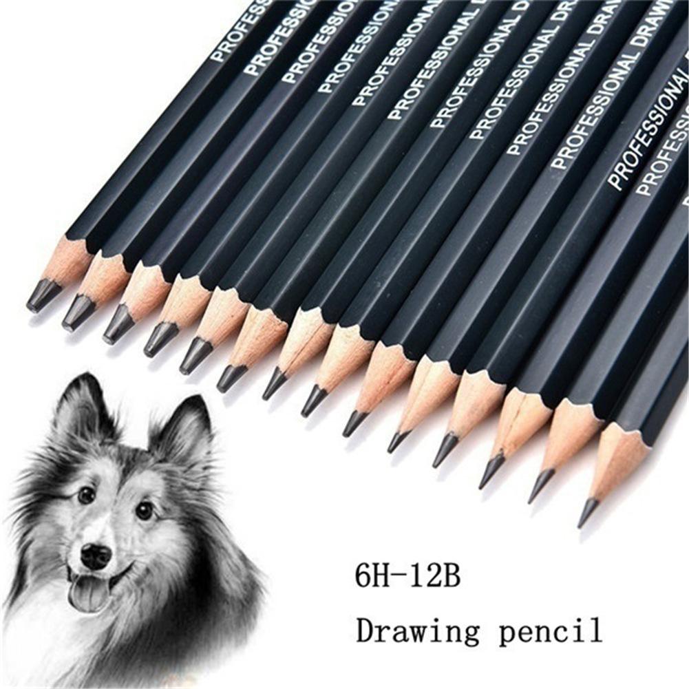 14pcs School Art Writing Supply Sketch and Drawing Pencil lapis Set HB 2B 6H 4H 2H 3B 4B 5B 6B 10B 12B 1B