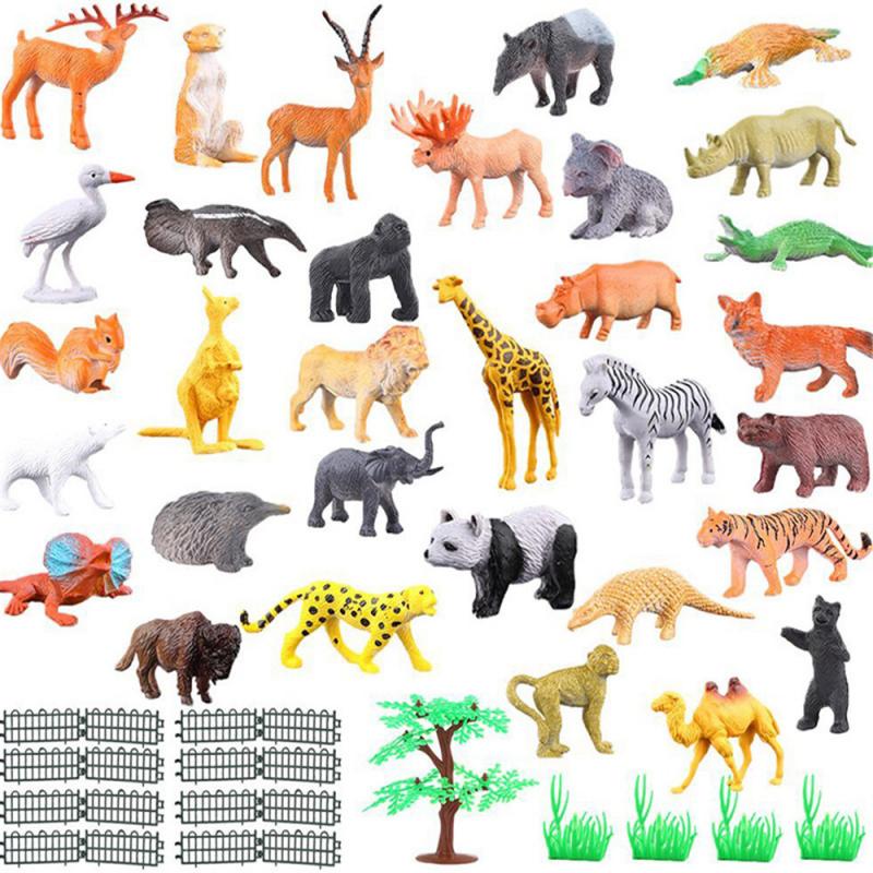 53 st mini plast vilda djur zoo gård djur modell figur barn leksaker leka
