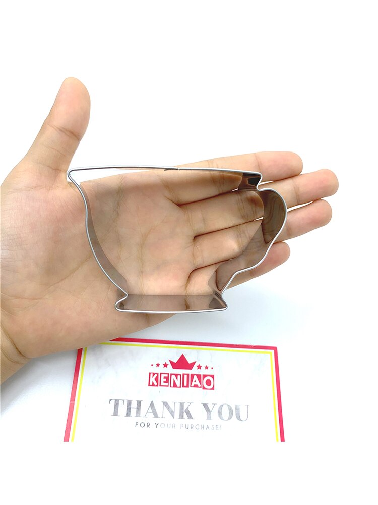 KENIAO Tea Party Cup Cookie Cutter - 9 x 6.2 CM - Biscuit Fondant Bread Pastry Sandwich Mold- Stainless Steel