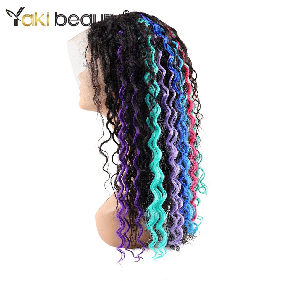Synthetische Diepe Golf Clip In Hair Extension 24 Inch 10 Stuks Natuurlijke Haarstukje Regenboog Gekleurde Topper Voor Vrouwen Door Yaki schoonheid