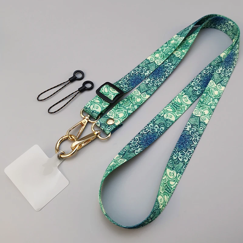 Uniwersalny klips do telefonu Antilost Retro wzór pasek Crossbody długi pasek regulacja długości wiszący pasek na szyję smycz do telefonu komórkowego