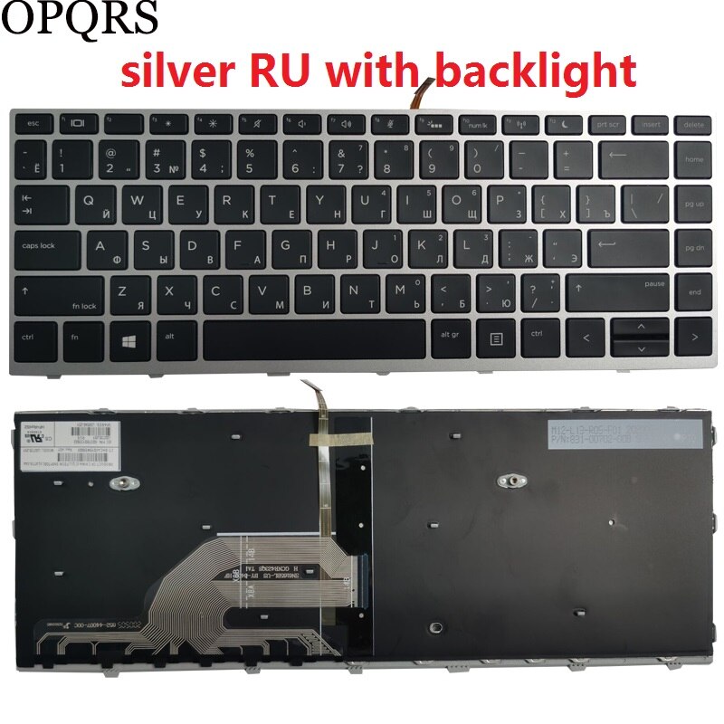 Russian RU/US laptop Keyboard for HP Probook 640 G4 645 G4 645 G5 430 G5 440 G5 445 G5 black silver frame: silver RU backlit