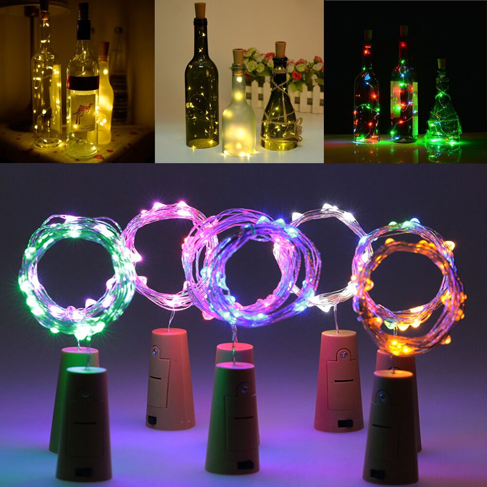 String Led Wine Bottle Lights With Cork 20 LED Fairy Lights String Lights for Party Christmas Wedding Bar Decor Garland