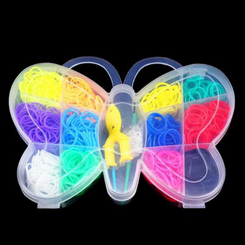 600 Uds bandas coloridas de goma para telar tejido elástico hacer pulsera herramienta DIY set Kit caja niñas niños juguetes para niños 8 10 año: butterfly