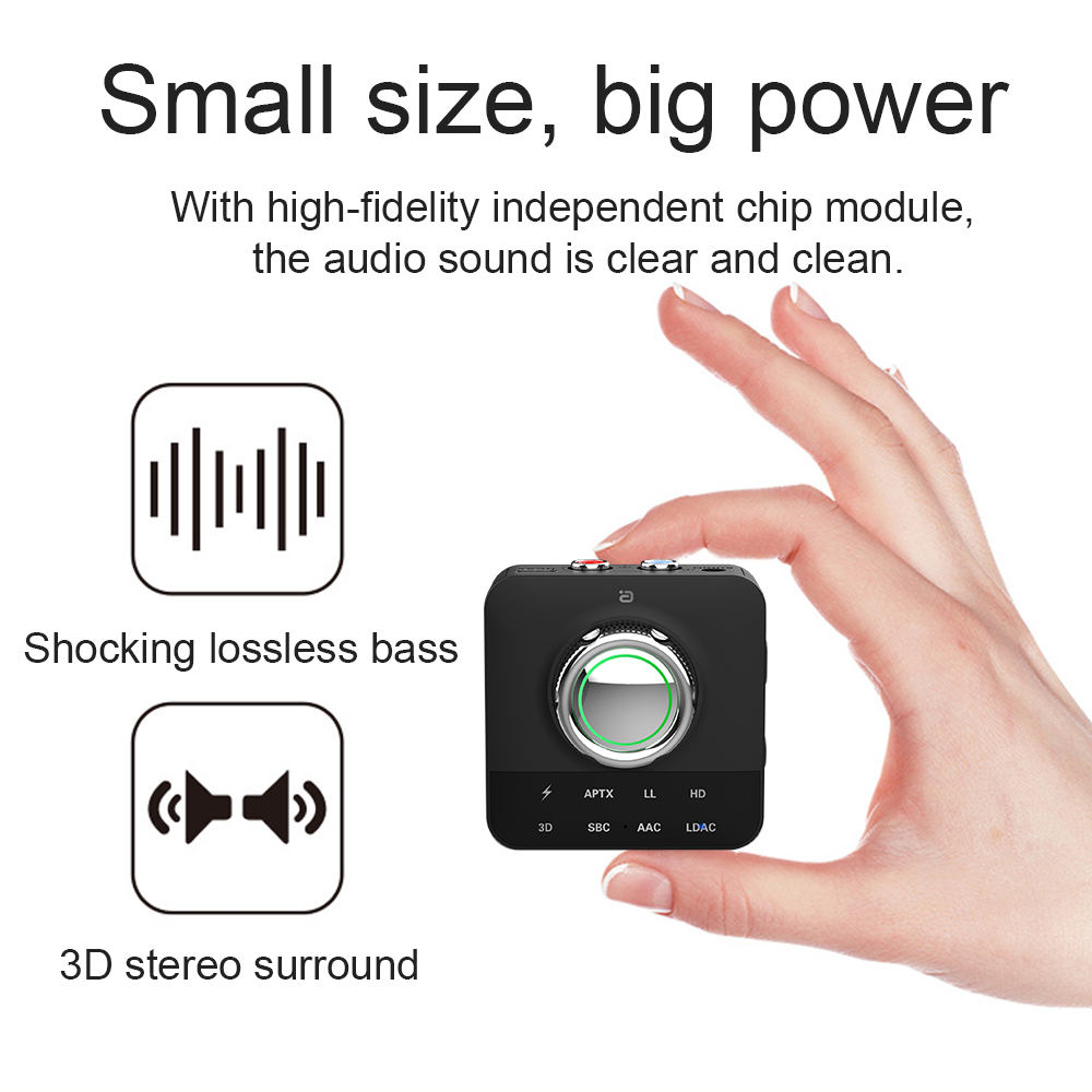 Hi-res ldac bluetooth-modtager aac aptx hd rca 3.5mm aux 3d stereo musik trådløs adapter til tv højttaler tablet telefon forstærker