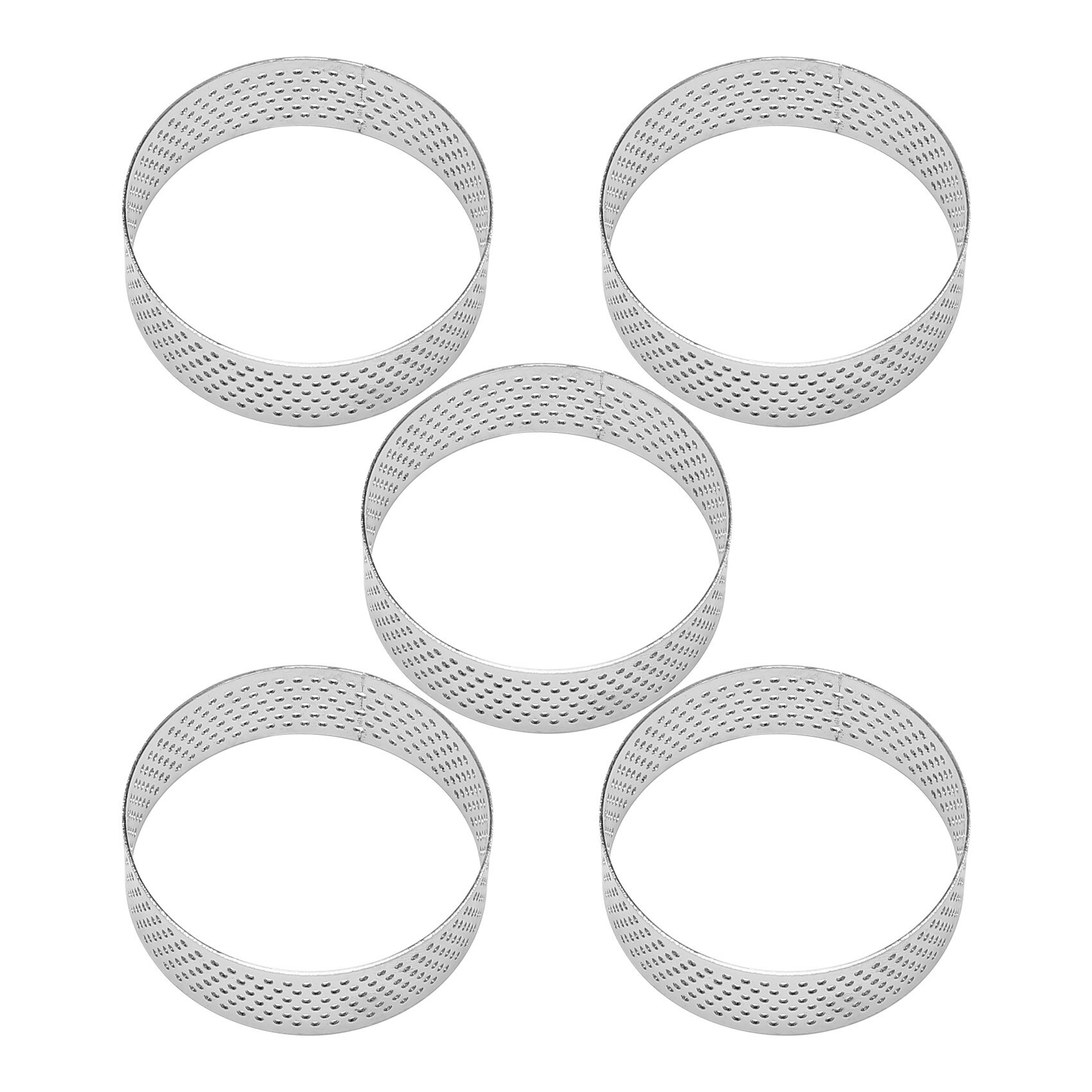 5Pcs 6Cm Circulaire Taart Ring Dessert Rvs Perforatie Fruit Taart Quiche Cake Mousse Mold Keuken Bakvorm