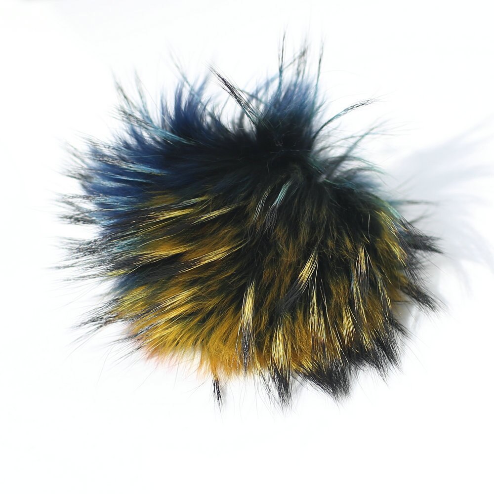 DANKEYISI 5 uds DIY pompones Piel de mapache 13-14cm piel Pom gorro de punto gorros bufandas de llavero de piel Real pompones Bola de piel: 13