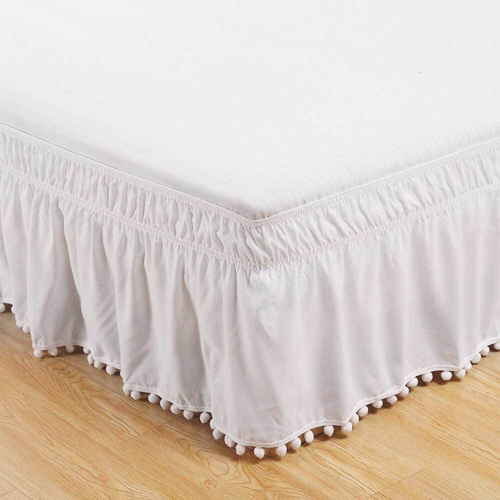 Tassle BedSkirt Knoten Wrap Um Elastische Bett Shirts Ohne Bett Oberfläche Bett Röcke Twin/Full/Königin/König home Hotel Verwenden: White / King 78x80x16inch