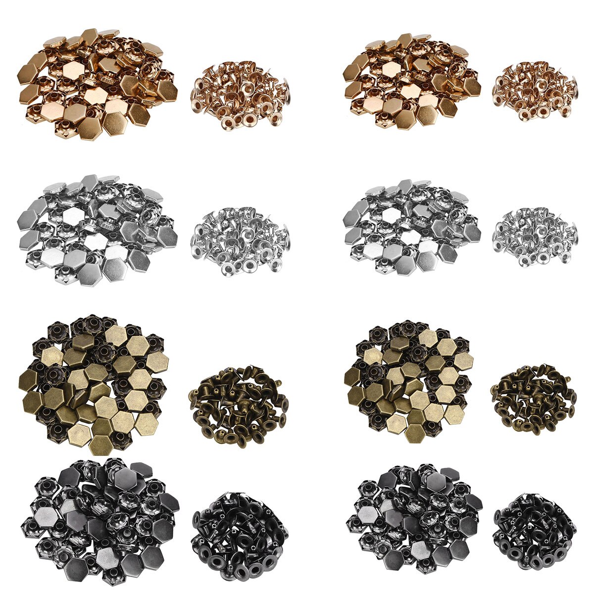 50 metal hexagon hætter nitter gør-det-selv-nitter og pigge til tøjtasker hurtiglukning nitter til læderhåndværk vintage indretningsnitter
