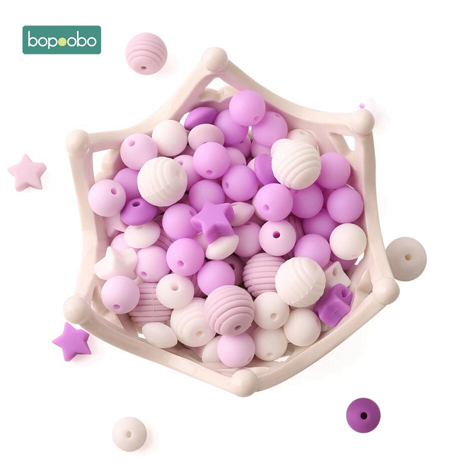 Bopoobo-accessoire de dentition en Silicone | Perles pour bébé, sans BPA, jouet mordre, bonne , bricolage, fabrication de collier, 100 pièces