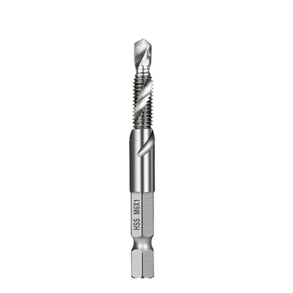 1pc Thread M3 M4 M5 M6 M8 M10 Screw Tap Drill Bits Hss Taps Countersink Deburr Metric High Speed Steel 1/4 IN Quick Change Hex: Silver M6x1