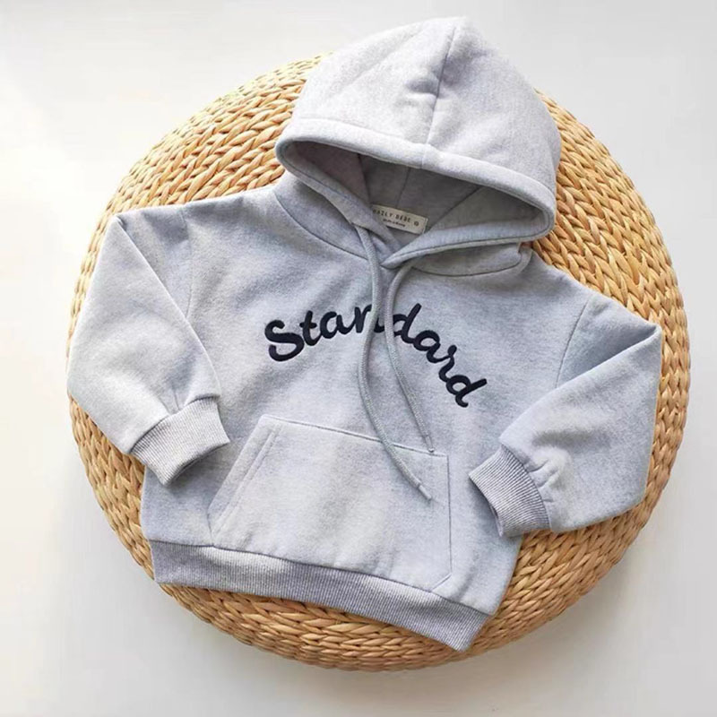 Sudaderas con capucha para bebé, niño y niña, sudadera con letras lisas, Tops gruesos y cálidos, ropa para niño y niña, Disfraces para Otoño e Invierno: Z633M / 3-4T