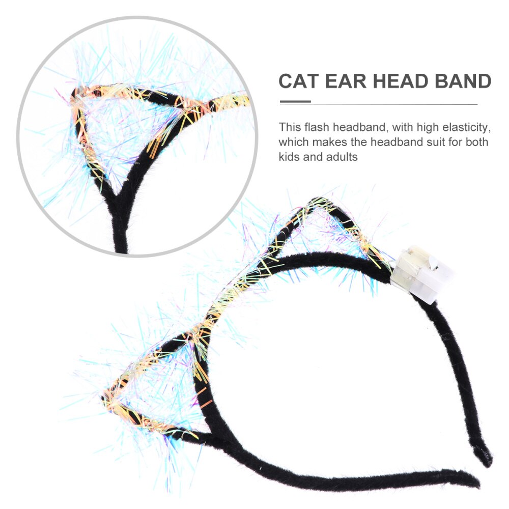 5PCS Headband Durable Attractive Golden Chic Luminous Silk Headband Cat Ear Head Band Decoration for Adults