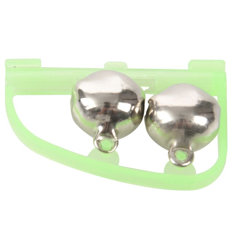 5 pièces Double cloche poisson pôle canne pêche lumière alarme cloches vert