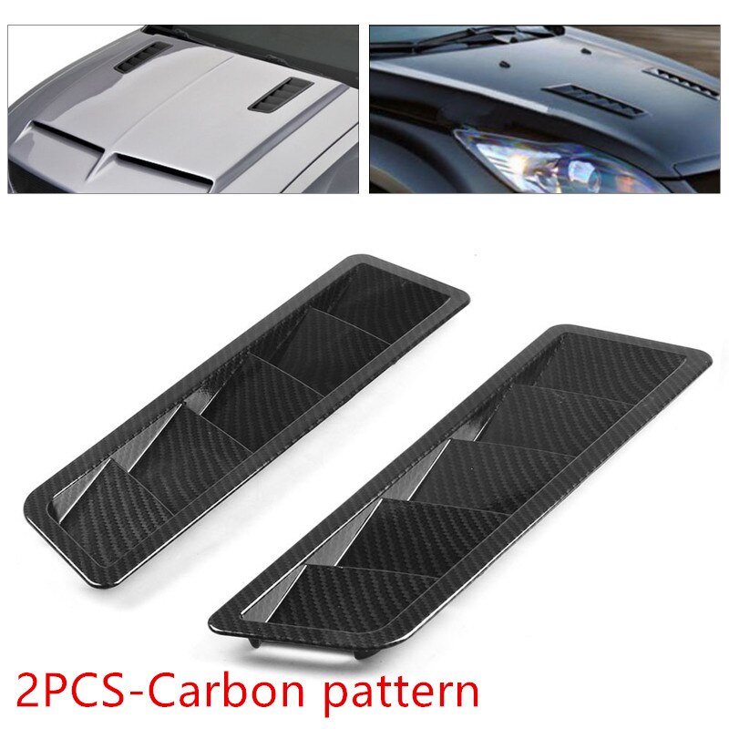 2PCS Universal Car Air Intake Panel Bonnet Hood Vent Louver Cooling Panel Carbon Fiber Style Hood Vents Vehicle Accessories: Army Green