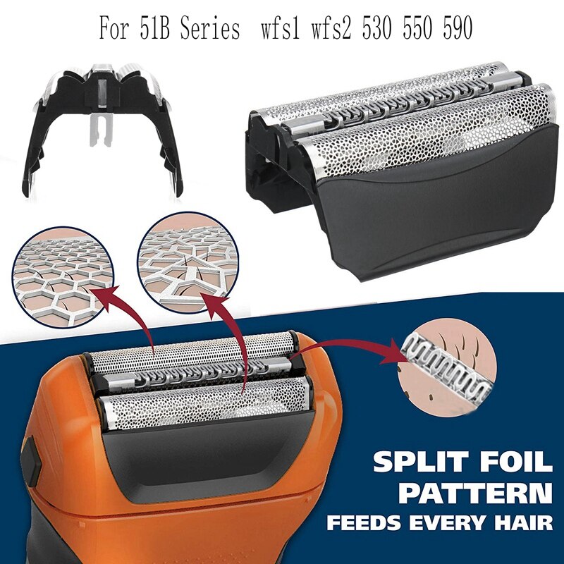 Han barbermaskine udskiftning blad folie hoved barbermaskine hoved skæg rengøring tilbehør sort, til braun series 5 51b 8000 series con