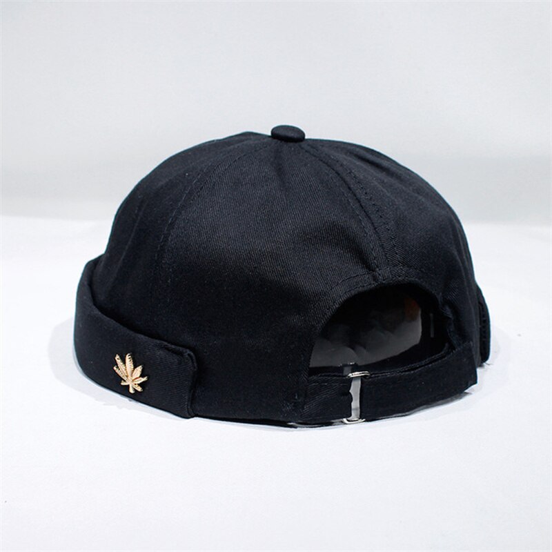 men's tide Korean summer landlord hat melon leather hats without brim hooligan hat hip hop retro sailor hats: Black