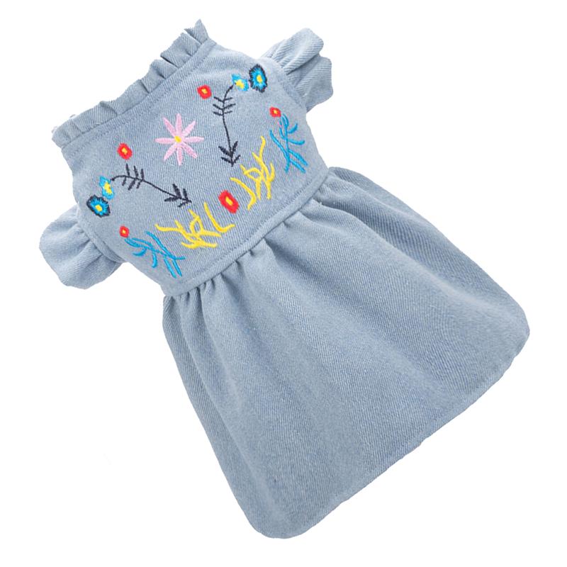 Impresión Floral perro flor vestido falda Denim chaleco bordado falda encantadora ropa acogedora mascota verano ropa chaleco camisas