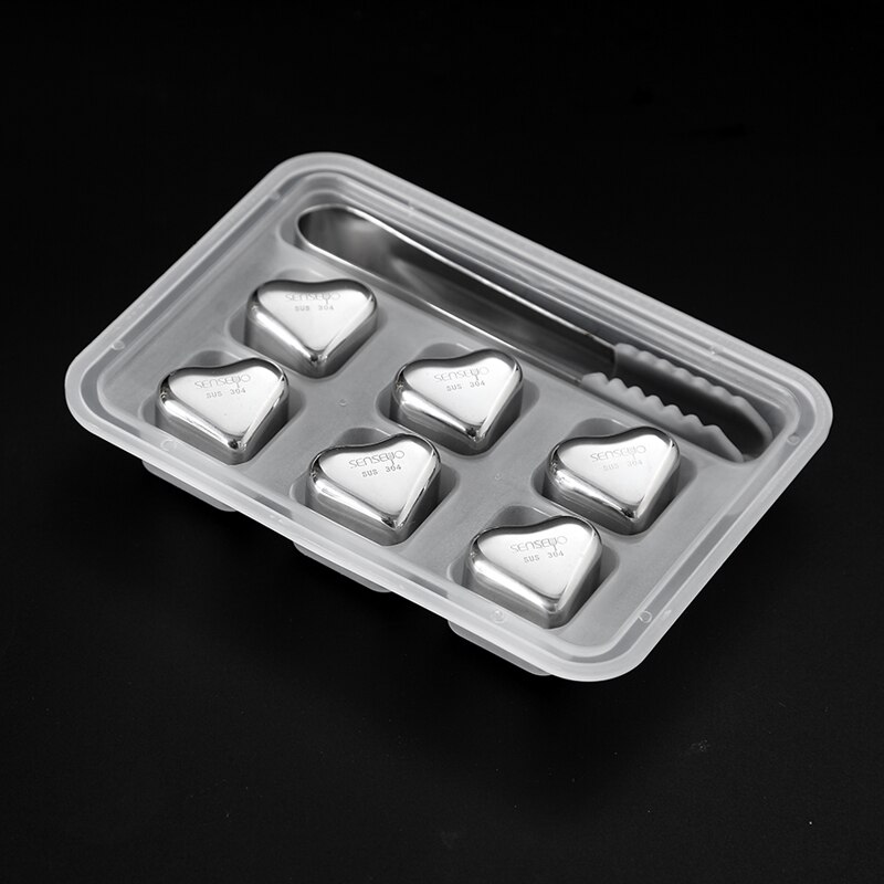 304 Stainless Steel Ice Block Beer Red Wine Whisky Ice Block Quick-frozen Ice Grain Ice Tartar Iced Artifact Quick-frozen Steel: 6 pieces of love