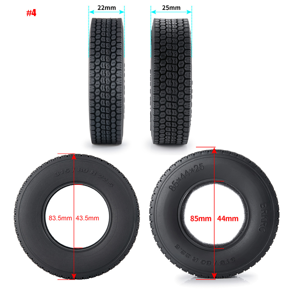 YEAHRUN 22/25/28/30mm neumáticos de goma neumáticos de ruedas para Tamiya 1/14 RC remolque Tractor camión llantas delanteras y traseras accesorios parte