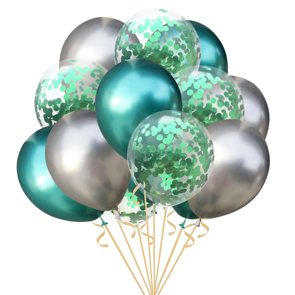 15 stk runde metalliske ballonerguld konfetti ballon fødselsdagsfest dekoration børn voksne luftkugler globos bryllupsindretning: Sæt 4