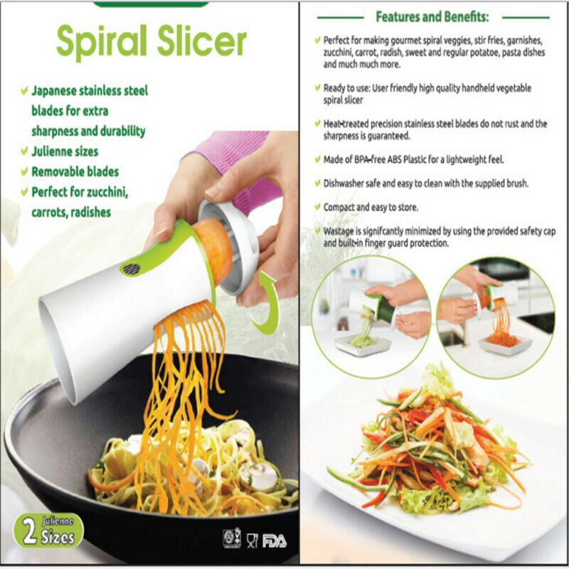 Multifunctionele Spiralizer Groentesnijders Dubbele Rasp Premium Noodle Cutter Courgette Pasta Spaghetti Maker Messenslijper