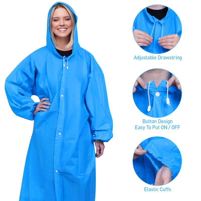 MOVTOTOP 4PCS Reusable Rain Ponchos Portable Durable Emergency Practical Raincoat Rain Poncho Rainwear for Women Kids Men Adults