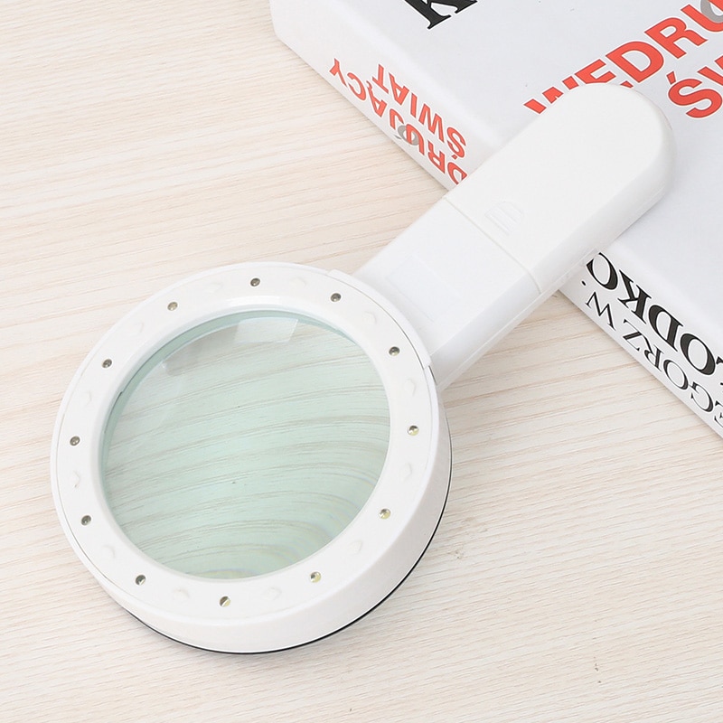30X 12 LED Magnifying Lens Magnifying Glass with Light Suitable for Old People to Read Small Prints Stamps Maps Jewelry