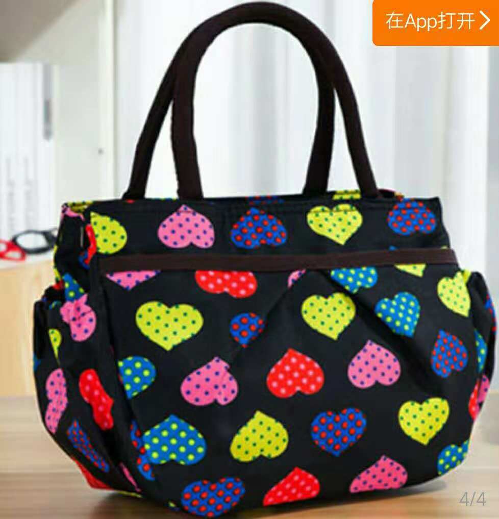 Style Handbag Makeup Bag Large Capacity Waterproof Oxford Cloth Diaper Bag Container WOMEN'S Bag 1608: Colorful Peach Heart