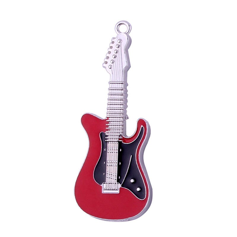 SHANDIAN nowy Rock and roll elektryczny kształt gitary pamięć USB muzyka pen Drive metalowy pendrive 4GB 16GB 32GB karta pamięci 64GB: 64GB / Red